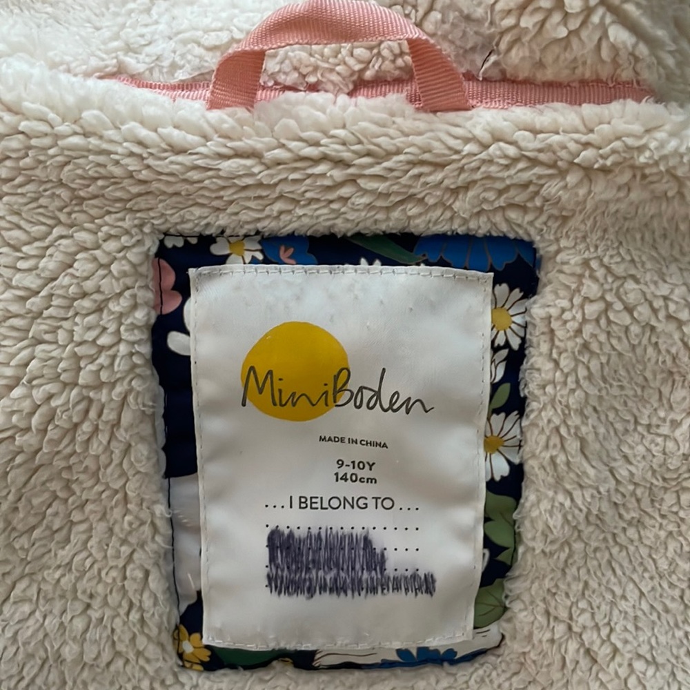EUC Mini Boden water repellant fleece lined anorak, bunny butterfly bee floral - Picture 8 of 10